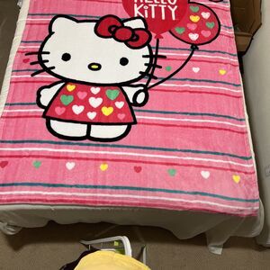 Hello Kitty Throw Blanket White Pink Oversized  Plush Fleece Soft 58X81”